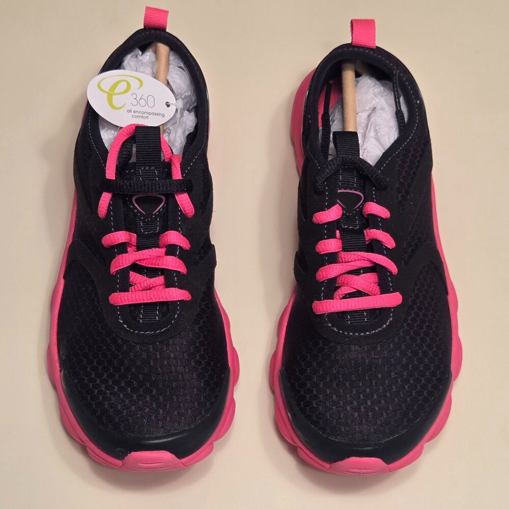 EasySpirit Textile Stretch Upper Black & Pink Woman's Sneakers